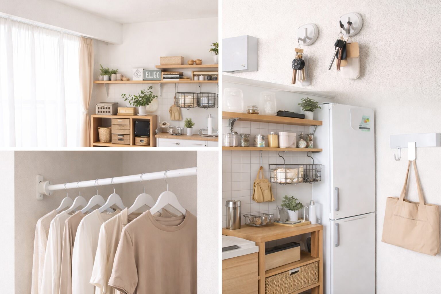 賃貸でも壁を傷つけずに収納を増やすアイデア(突っ張り棒・フック・キッチン収納)